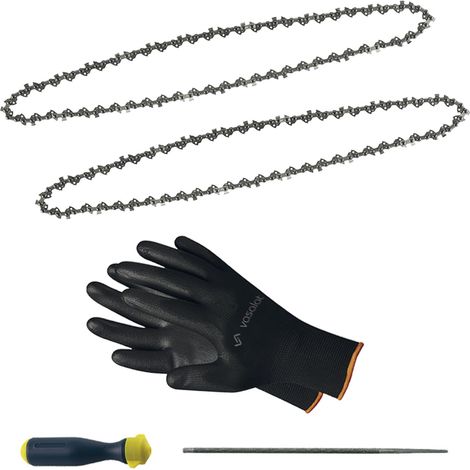Kettensäge Zubehör - 2x Sägekette 40cm DT20663-QZ Ersatzkette + Feilenheft mit Feile 4mm (1/5)