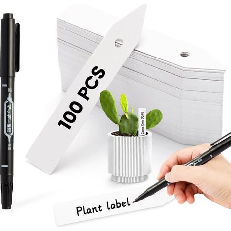 Lot de 100 étiquettes de plantes – 10 cm – Stylo inclus – Pour potager et jardin d’herbes – À planter (1/5)