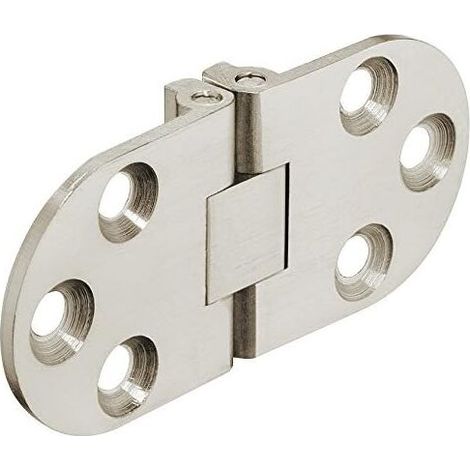 Klapptischscharniere – für Küchentische, Nähmaschinen, Büromöbel, Klapptischplatten – matt vernickeltes Stahlmetall, flaches, unsichtbares Scharnier – 30 x 65 mm – 1 Stück