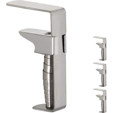 Lot de 4 pinces à nappe réglables en inox Pour tables jusqu’à 5,4 cm d’épaisseur Argenté Maintien optimal en extérieur (1/5)