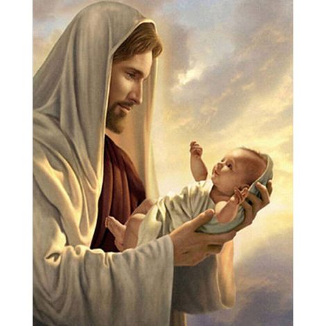 Ricamo a diamante di Gesù con Gesù Bambino 45x55 (1/5)
