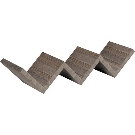 Mensola in legno "Zig Zag" da parete design moderno con fissaggio a scomparsa -Rovere Moka
