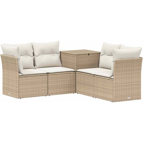 Ensemble de Canapés 5 pc Beige et blanc crème vidaXL (1/5)