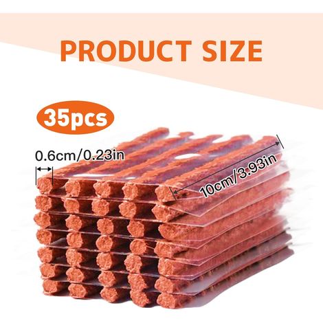 35 pezzi strisce di riparazione pneumatici, kit di riparazione pneumatici per auto, kit stoppino per pneumatici, kit antiforatura per auto, kit di riparazione pneumatici, stoppino antiforatura per aut (1/4)