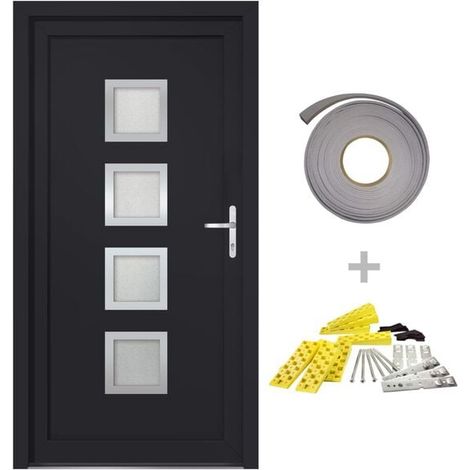 Porte d'entrée en PVC gris anthracite 88x200 cm