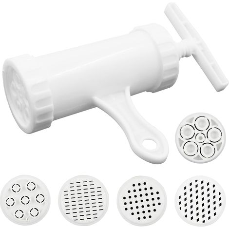 Macchina per pasta - Macchina manuale per la produzione di pasta, piccolo strumento portatile per preparare pasta fresca a mano (pressa per pasta + 5 stampi per il fondo (confezione in sacchetto di PE (1/5)