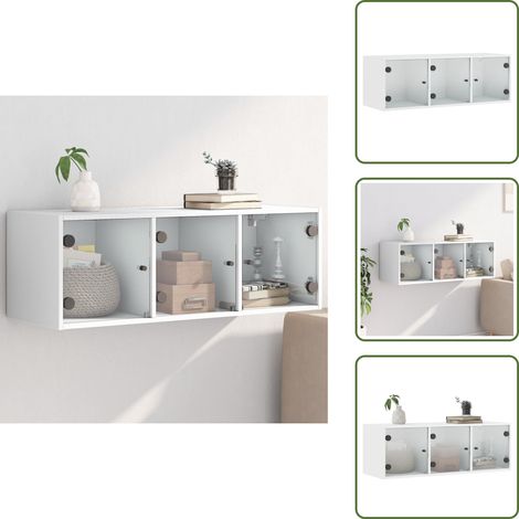 Armadio in vetro - vidaXL Mobile a Muro con Ante in Vetro Bianco 102x37x35 cm - Mobile in legno