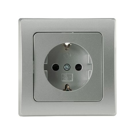 DELPHI UP Schutzkontakt-Steckdose 250V 16A Rahmen Silber (1/5)