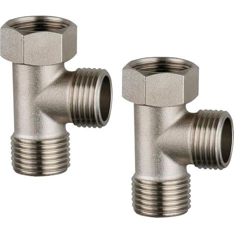 Un ensemble de deux vannes à trois voies, un adaptateur de dérivation de toilette en T à trois voies et un raccord de tuyau à trois voies adapté aux robinets de salle de bain et aux flexibles de douch (1/5)