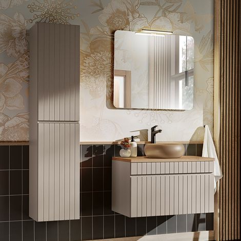 Set di mobili da bagno con lavabo Zelie cachemire 80cm (1/5)
