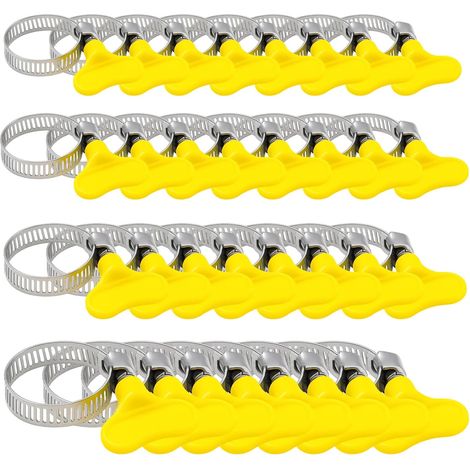 Clips, 32 Pack Assorted Hose Clamps with Yellow Plastic Handles, Stainless Steel Jubilee Clips for Various Sizes, Large and Small for Secure Fastening (1/5)