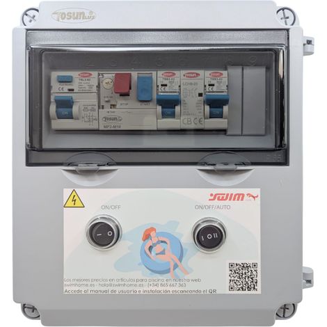 Cuadro Eléctrico Piscina Con Clorador Transformador 50W Hasta 2 CV Reloj