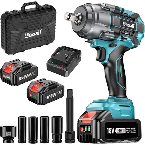 Clé à choc sans fil 1300 N.m avec 2 batteries 5000 mAh – Moteur sans balais – Vitesse réglable pour pneus de camions (1/5)