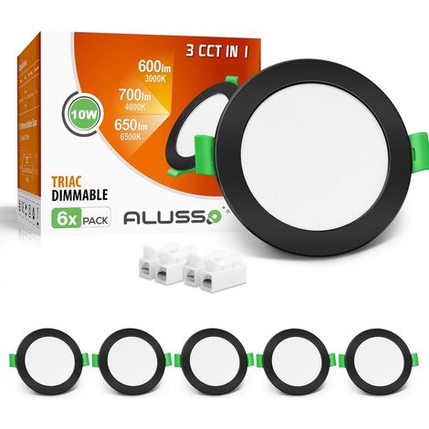 Spot LED Encastrable Extra Plat, 4W 310LM Dimmable IP44 Spot Etanche Salle de bain, Blanc Chaud 3000K Blanc Neutre 4000K Blanc Froid 6500K, Trou Φ55-68mm, AC220-240V, Lot de 6