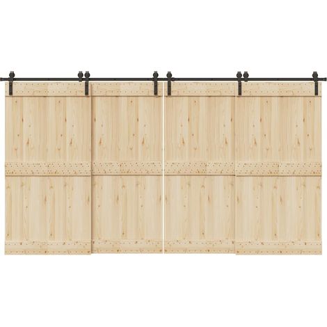 Schiebetürbeschlag-Set 400 cm Stahl Schwarz