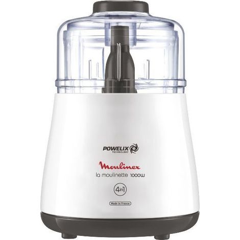 Moulinex – Mini-hachoir 0,5l 1000w blanc – Technologie Powelix pour coupe rapide – Bol transparent 500ml – Système 1-2-3 facile à utiliser