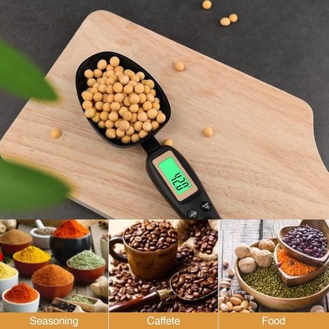 Balanza de cuchara, Cuchara medidora digital de 500 g/0,1 g con función de retención y tara, 4 piezas con pantalla LCD (1/5)