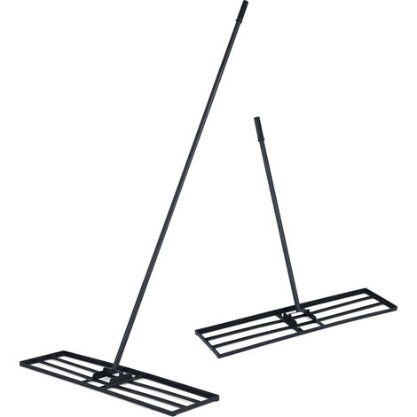 COSTWAY 175x25cm Heavy Duty Lawn Leveling Rake with Adjustable Handle Rotating U-Head Black (1/5)