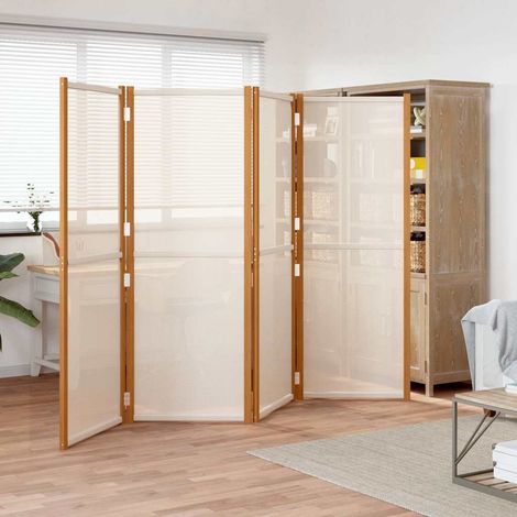Cloison de séparation 4 panneaux-Paravent-Séparateur de pièce Blanc crème 280x180 cm (1/5)