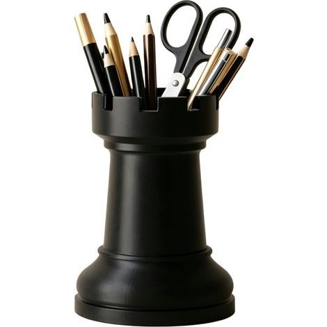 Porte-stylo d'échecs et porte-crayon créatif 3D pour bureau, accessoires de décoration, cadeau, pot à crayons pour l'école, le bureau, la maison (1/5)