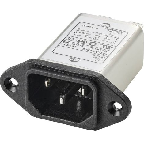 TRU COMPONENTS TC-10101412 Filtro di rete con connettore 250 V/AC 6 A 0.8 mH (L x L x A) 58 x 22.8 x 50 mm 1 pz. (1/3)