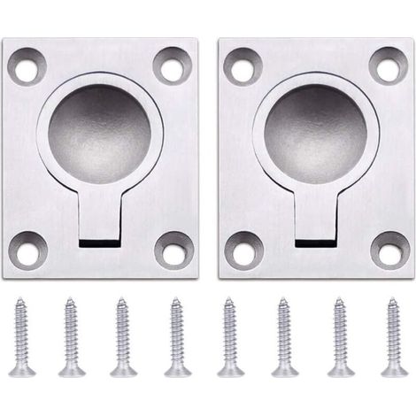 Bündiger Ring-Zuggriff für Luken, Schließfächer, Schränke, versteckter Griff, 48 x 38 mm – Edelstahl, Ozeane, Segelboot, Schubladentürbeschläge, 2 Stück (1/4)