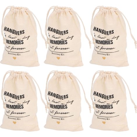 Lot de 6 sacs cadeaux en lin avec cordon de serrage pour enterrement de vie de garçon/jeune fille, type 3. (1/5)