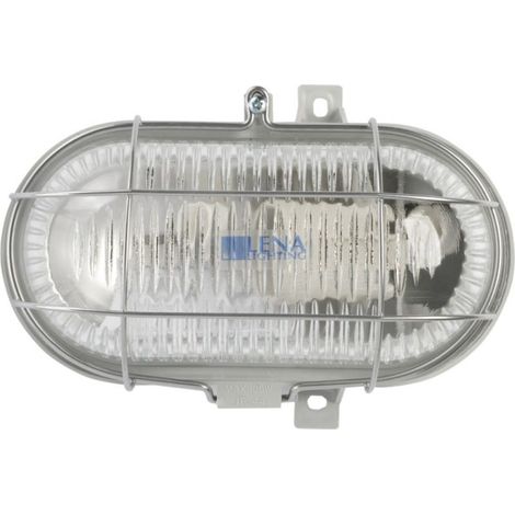 Ovale Kanalleuchte 1x100W E27 II Schutzklasse 230V IP44 mit verstärktem Metallgitter, prismatisch Schutzklasse 100178