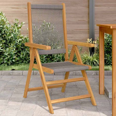 vidaXL Sillas plegables (2 unidades) de madera maciza de acacia y polipropileno, color gris. (1/5)