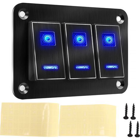 Pièces Automobiles, Panneau D'interrupteur à Bascule étanche 3 Gangs DC12V à 24V 30A 5PIN Lumière LED Bleue Boucles PC Flexibles (1/5)
