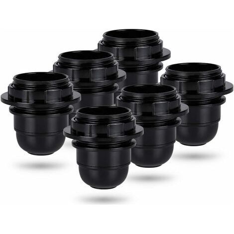 - Douille a vis e27 noire - 6x Douille lampe e27 anneau en plastique - Douille ampoule e27 - Support douille ampoule e27 pour plafond et lampe suspendue - e27 douille ampoule-Karteo (1/4)