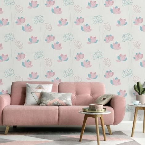 White Textured Wallpaper Rose Blue Floral Flower Stems Non-Woven Vinyl Erismann (1/4)