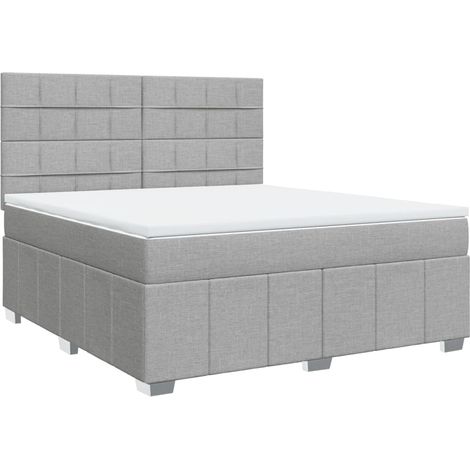 Maison Exclusive - Cama box spring con colchón tela gris claro 18