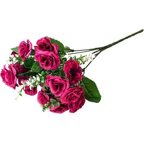 bouquet de roses artificielles sans arrosage, aux couleurs vives et éclatantes, pour embellir votre intérieur.rouge vin (1/5)