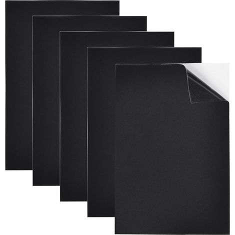Lot de 5 panneaux de mousse autocollants, panneaux de mousse noirs, 300 x 200 x 3 mm, caoutchouc cellulaire, rembourrage en caoutchouc mousse autocollant, tapis en mousse antidérapant avec support adh (1/5)