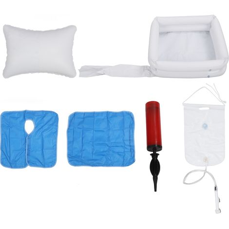 Kit bassin lavage cheveux gonflable PVC double couche portable, pour personnes âgées, lit, voyage, soins à domicile (1/5)