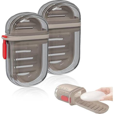 2er-Pack auslaufsichere Seifenboxen mit Abtropfschale – geeignet für Zuhause, Badezimmer, Reisen, Camping und Outdoor-Aktivitäten (1/5)