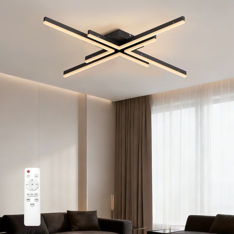 doporro Lámpara de Techo LED 48W, Diseño Geométrico Moderno, Negro Arena, 795×795×70 mm, Regulable 3000K–6400K, con Control Remoto IR, Acero al Carbono + Acrílico + Aluminio, Valuma01 (1/5)