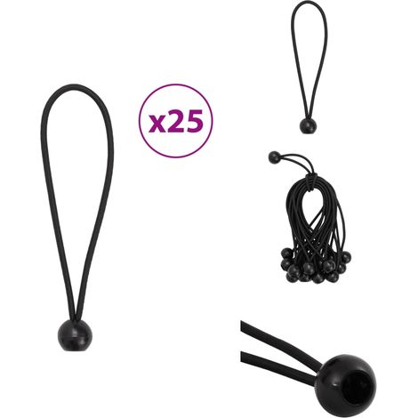 Spanngummis mit Kugeln 25 Stk. 21 x 0,5 cm - Campingausrüstung - Zeltausrüstung - Spannseile - Gurte - Karabinerhaken (1/5)