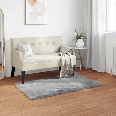 Teppich aus Kunstschaffell TAFALLA Grau 60 x 110 cm Polyester