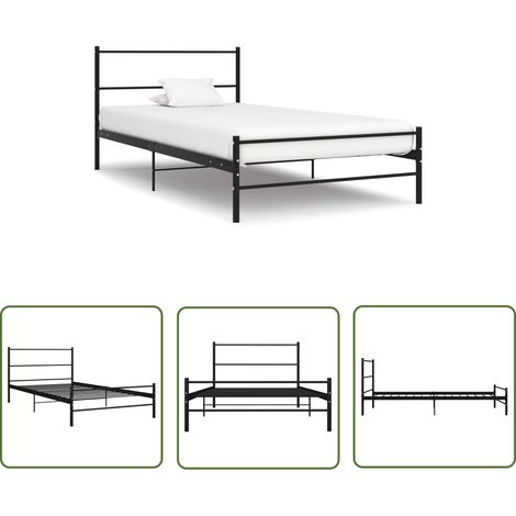 Cadre de lit sans matelas noir métal 90x200 cm (1/5)