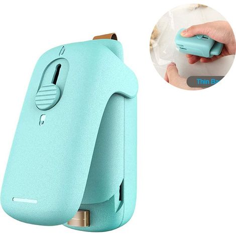 Mini scelleuse de film, scelleuse sous vide 2 en 1 (ouverture/fermeture), scelleuse de sacs pratique pour sachets de snacks, scelleuse de sacs manuelle (1/5)