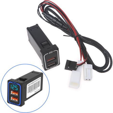 Chargeur de voiture rapide AquaForge Dual USB QC3.0 avec affichage LED pour téléphones portables
