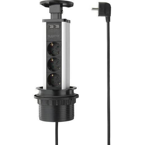 Sygonix SY-4737794 Steckdosenturm  Schwarz, Silber Schutzkontakt 1 St.