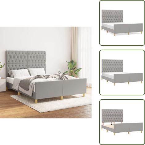 Cama de tela - vidaXL Cama sin colchón tela gris claro 140x200 cm - Cama gris claro