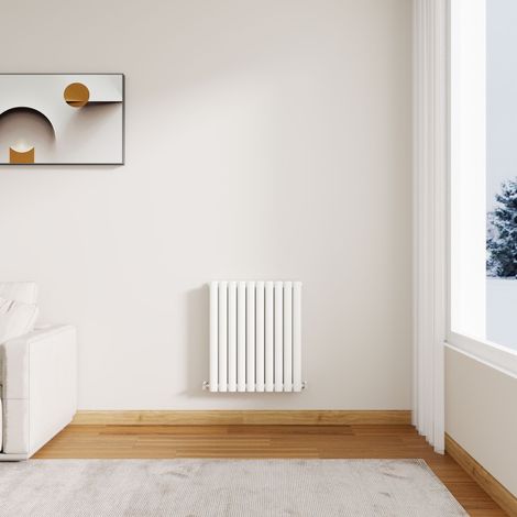 Stech Homes Modern White Oval Column Designer Radiator Horizontal 600 x 590 mm Double Panel Central Heating Radiators (1/5)