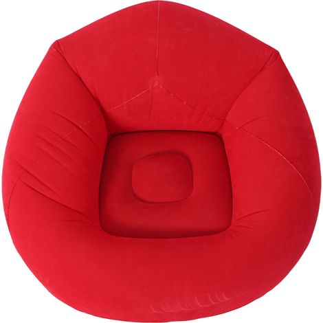 Fauteuil gonflable en PVC floqué, canapé pliant portable pour salon, chambre, balcon, bureau, voyage, rouge (1/5)