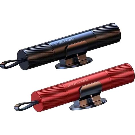 Lot de 2 Marteau Brise-Vitre Auto 2-en-1, Outil de Sécurité Urgence avec Coupe-Ceinture, Kit d'Évacuation pour Voiture (Noir (1/5)