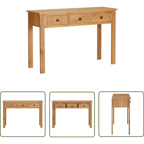 The Living Store Coiffeuse 110x40x75 cm Bois de chêne massif - Table Basse - Meuble Rangement - Commode - Table D'appoint - Bureau D'angle (1/5)