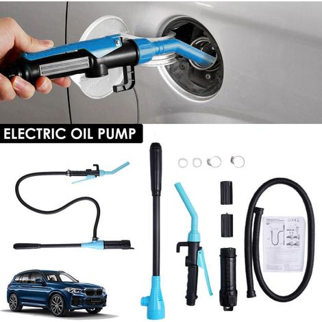 Pompe transfert liquide portable multifonction à piles – essence, diesel, eau, carburant – bleu